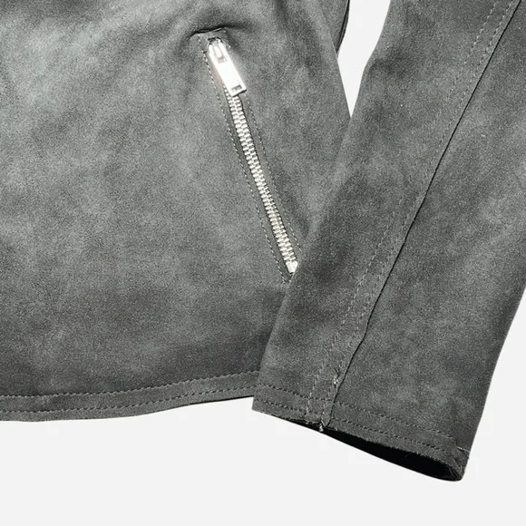 Philosophy Open Faux Leather Cropped Jacket XS Pockets Carbon Crystal Moto NEW - Picture 4 of 15